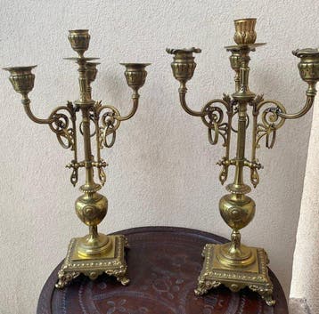 Bougeoir (2) - Bronze doré - Époque Napoleon III