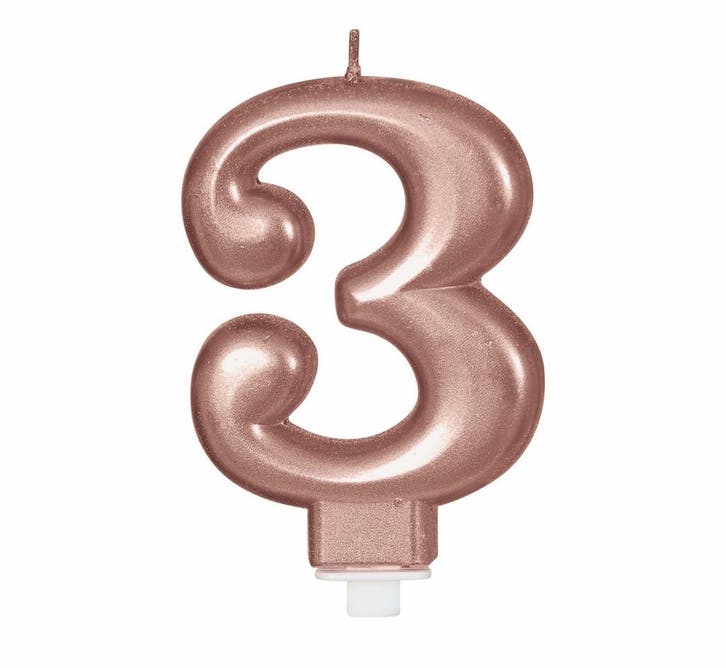 Rose Gouden Kaars 3 Jaar 8cm, Hobby & Loisirs créatifs, Articles de fête, Envoi