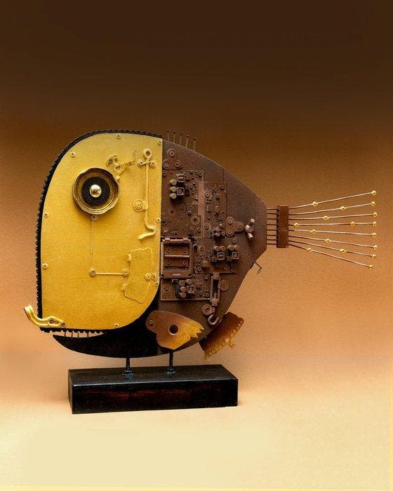 José Luis Campos - sculptuur, O Peixe - 41 cm - Metaal,, Antiek en Kunst, Kunst | Designobjecten