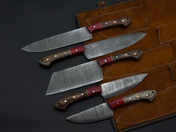 Japanese Style Kitchen Knife SET With Leather BAG Included -