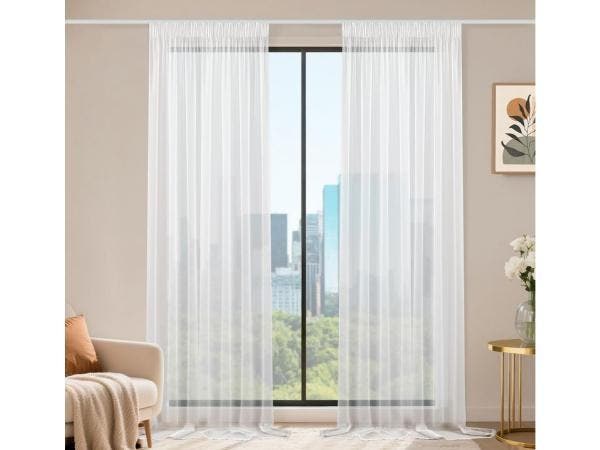 Veiling - Stores Gordijnen met plooiband 245 x 140 cm (h x b, Maison & Meubles, Ameublement | Rideaux & Stores à lamelles