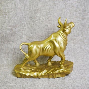 Beeld, ox - 23 cm - Messing