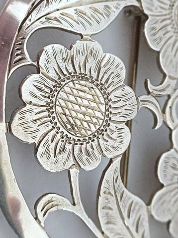 Argent - Broche - Art nouveau, floral, grand