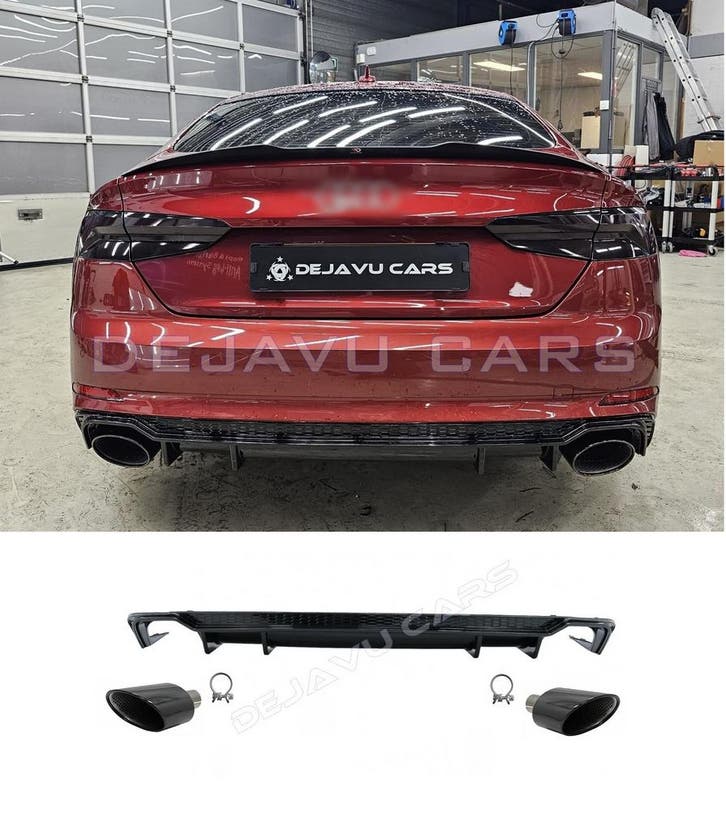 RS5 Look Diffuser Black Edition voor Audi A5 B9 F5 S line, Auto diversen, Tuning en Styling, Ophalen of Verzenden