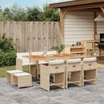 vidaXL 11-delige Tuinset met kussens poly rattan beige, Verzenden, Nieuw, Tuinset