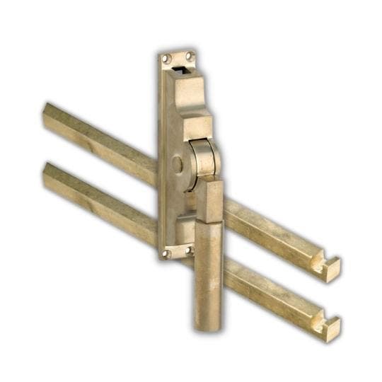 Pomp-espagnolet Bauhaus messing antiek inclusief 2 stangen, Bricolage & Construction, Fenêtres & Moustiquaires