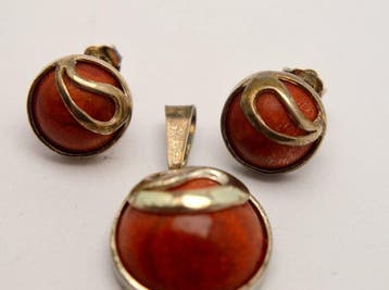 Koraal - 925 Zilver - Fijn Rode Koraal - 10,2g - 2-delige, Verzamelen, Mineralen en Fossielen