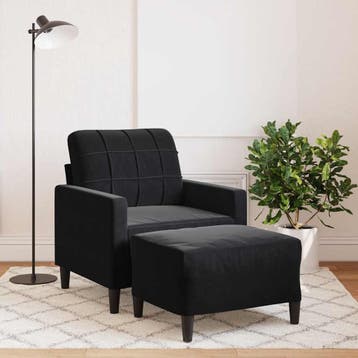 vidaXL Fauteuil met voetenbank / zetel 60 cm fluweel zwart, Verzenden, Nieuw