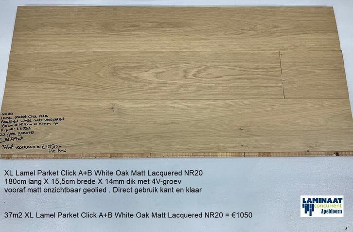 GOEDKOOP LAMEL PARKET VLOEREN 45 X Kleur 14mm v.a €21,95m2, Huis en Inrichting, Stoffering | Vloerbedekking, Wit, Crème, Beige