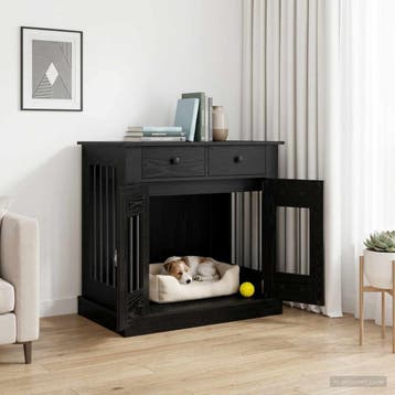 vidaXL Hond kennel meubel Zwart eiken 80 x 47,5 x 80 cm, Verzenden