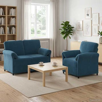 vidaXL bank / zetelstel 2 st Blauw Fluweel, Huis en Inrichting, Zetels | Zetels, Verzenden, Nieuw