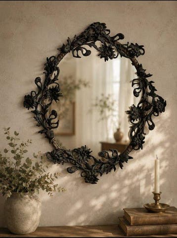 Wandspiegel - Gegoten messing - antiek handgemaakt frame
