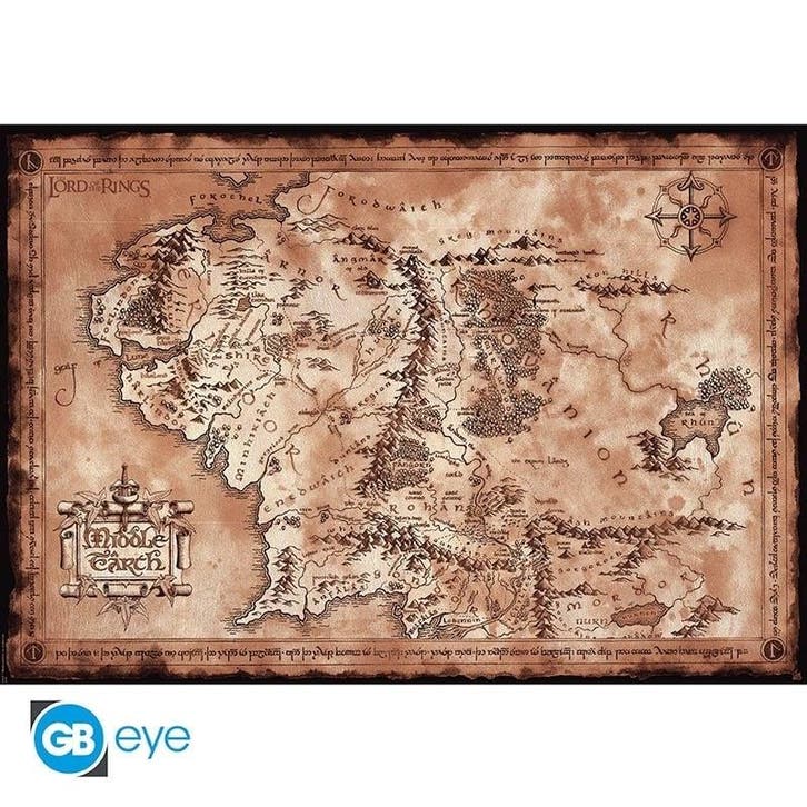 Lord of the Rings Map Poster 91.5 x 61 cm, Verzamelen, Lord of the Rings, Nieuw, Ophalen of Verzenden