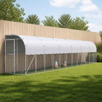 vidaXL Kippenhok Tegen de Muur zilver 600 x 150 x 215 cm, Verzenden, Nieuw