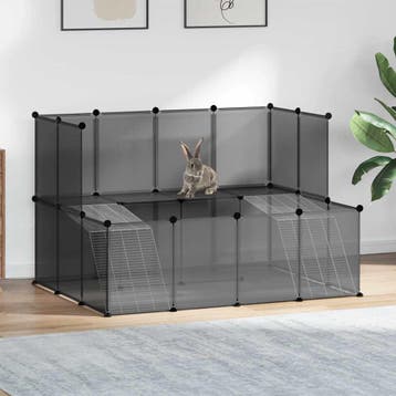 vidaXL Dierenhok klein 143x107x93 polypropeen en staal zwart, Dieren en Toebehoren, Verzenden, Nieuw