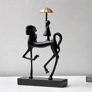 sculptuur, The Ride — Abstract Black Metal Sculpture, Girl