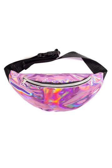 KIMU® Heuptasje Lichtroze Holografisch Klein Crossbody Tasje, Ophalen of Verzenden, Nieuw, Overige kleuren