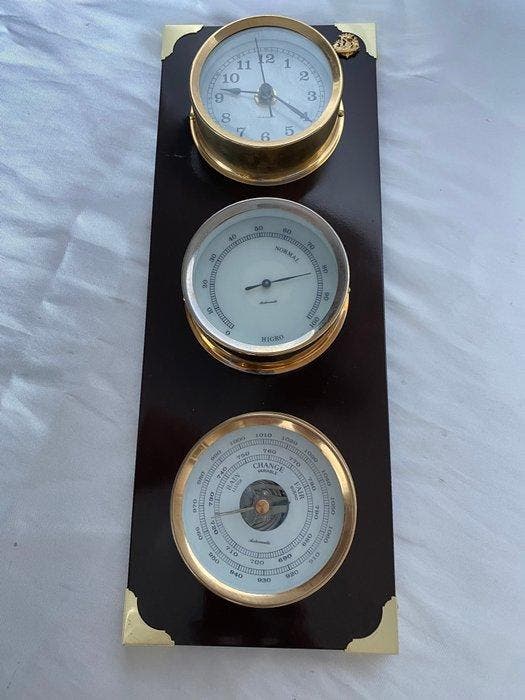 Maritieme objecten - Weersstation met barometer, thermometer, Antiek en Kunst, Curiosa en Brocante