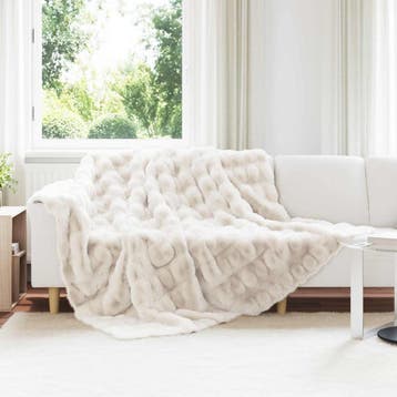 vidaXL Antislip deken van imitatie konijnenbont Olite Wit, Maison & Meubles, Verzenden