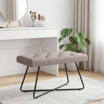 vidaXL Bank met knopen tufting Taupe 80 x 40 x 46 cm Stof, Verzenden