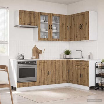 vidaXL Keukenblok PORTO 8 st Artisanaal eiken Bewerkt hout, Verzenden, Nieuw