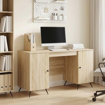 vidaXL Bureau Sonoma Eiken 142,5 x 50 x 75 cm Bewerkt hout, Verzenden