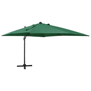 vidaXL Zweefparasol met paal en LED-verlichting 300 cm groen, Verzenden, Nieuw