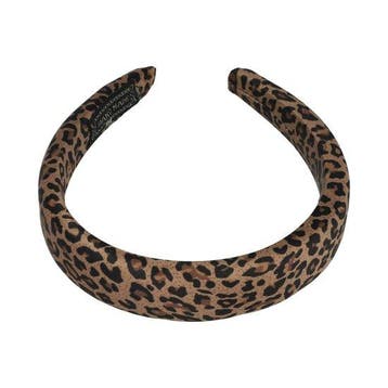 Haarband Diadeem 3cm – Zacht Gevuld – Panterprint Stof –, Nieuw