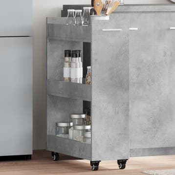 vidaXL Kast met wieltjes 60x22x79 bewerkt hout betongrijs, Huis en Inrichting, Verzenden, Nieuw
