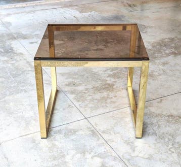 Tafel - Verguld messing, Glas - Hollywood Regency, Huis en Inrichting, Nieuw