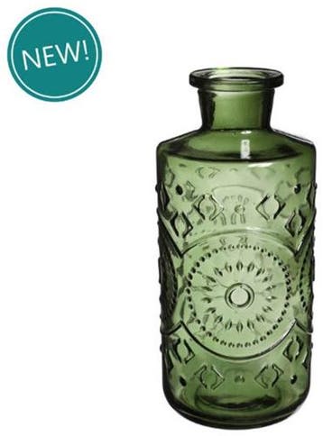 Gekleurde glazen fles berlin dark groen ook geschikt als