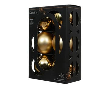 Kerstballen Glas Goudkleurig 8 cm Set van 6