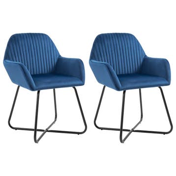 vidaXL Eetkamerstoelen 2 st fluweel blauw, Verzenden, Nieuw