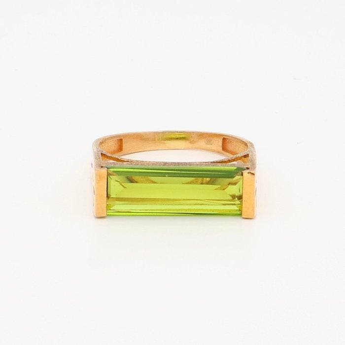 Ring - 14 karaat Geel goud - Peridoot, Handtassen en Accessoires, Ringen