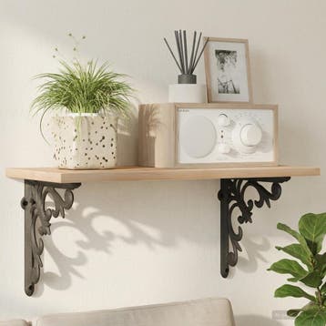 vidaXL Wandplankbeugels 2 st Zwart 21.5 x 21.5 x 3.5 cm, Verzenden, Nieuw