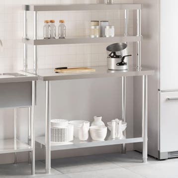 vidaXL Keukenwerktafel met bovenschap 110x55x150 cm, Verzenden