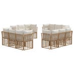vidaXL Buiten bank set met kussen 12 pcs Naturel Polyester, Verzenden