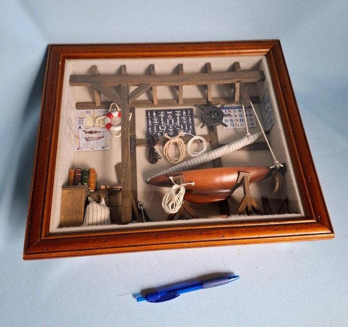 Diorama scheepswerf/zeilmakerij - Hout, Glas, Antiek en Kunst, Curiosa en Brocante
