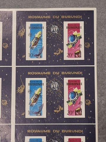 Burundi - 1965 - Zeldzaam onversneden vel van 6 blokken n°