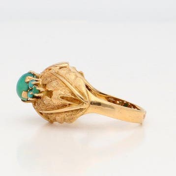 Bague - 14 carats Or jaune - turquoise, Nieuw