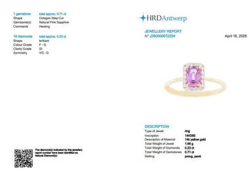 Ring - 14 karaat Geel goud - 0.94ct. tw. Saffier - Diamant, Nieuw