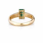 Ring - 14 karaat Geel goud - 1.23ct. tw. Smaragd - Diamant -