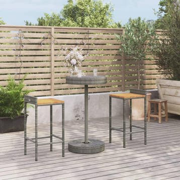 vidaXL 3-delige Tuinbarset poly rattan en massief acaciahout, Verzenden, Nieuw