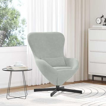 vidaXL Eivormige stoel Lichtgrijs 63 x 73 x 90 cm Fluweel, Verzenden