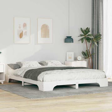 vidaXL Bedframe Wit 160 x 210 cm Massief grenenhout, Huis en Inrichting, Slaapkamer | Bedden, Verzenden, Nieuw