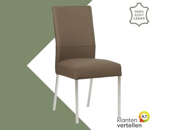 Leren eetkamerstoel Real - Toledo Lever (bruin) - Poten, Huis en Inrichting, Stoelen, Bruin, Nieuw, Ophalen of Verzenden, Eén