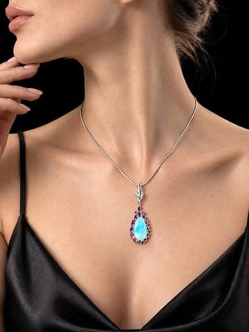 Zonder minimumprijs - Halsketting Larimar-ketting - 925, Nieuw