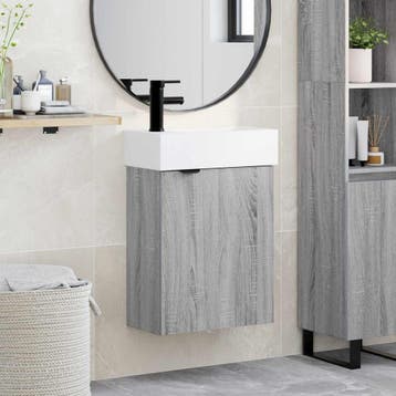 vidaXL Badkamermeubel met kraan Grijs Sonoma 45,5 x 22,5 x, Verzenden