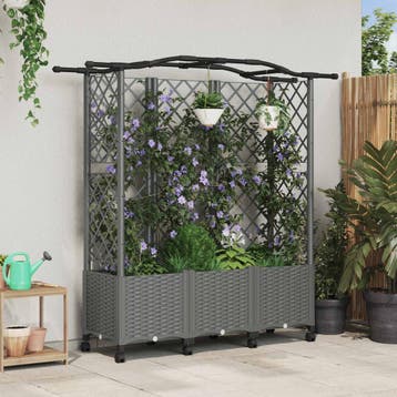 vidaXL Verhoogd Bed met Trellis en Dak Lichtgrijs 163 x 40 x, Verzenden