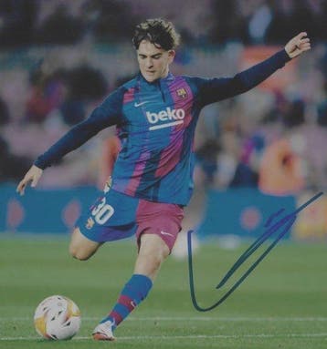 FC Barcelona - Gavi - Gesigneerde foto 20x25 cm - met, Nieuw